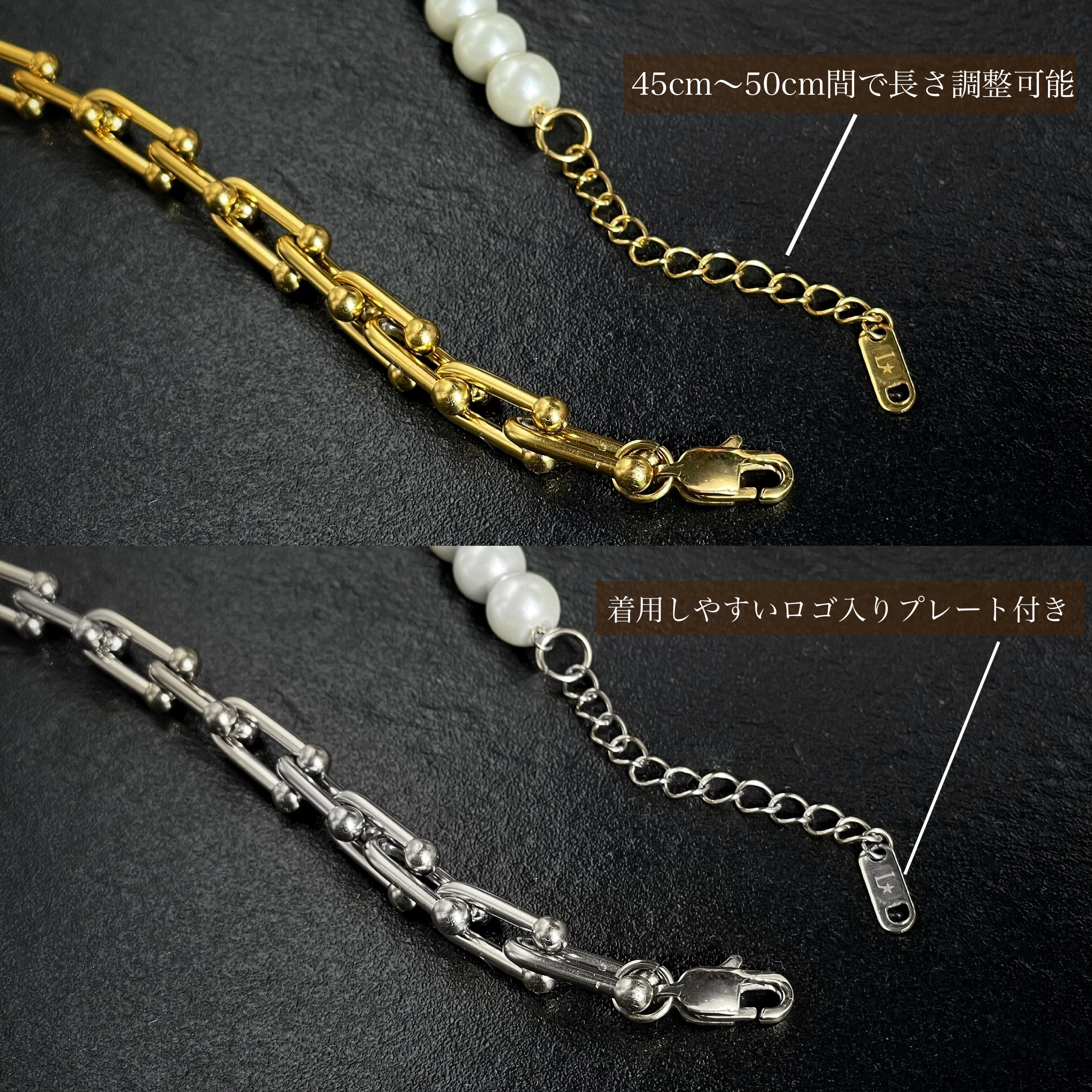 316L pearl × hard ware chain necklace | ✯Lucliss Jewelry✯