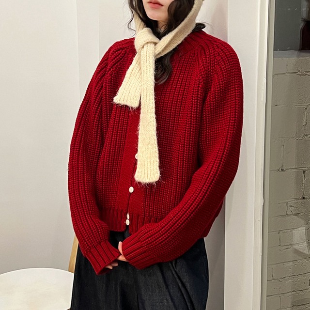 button-front simple cardigan　J00326