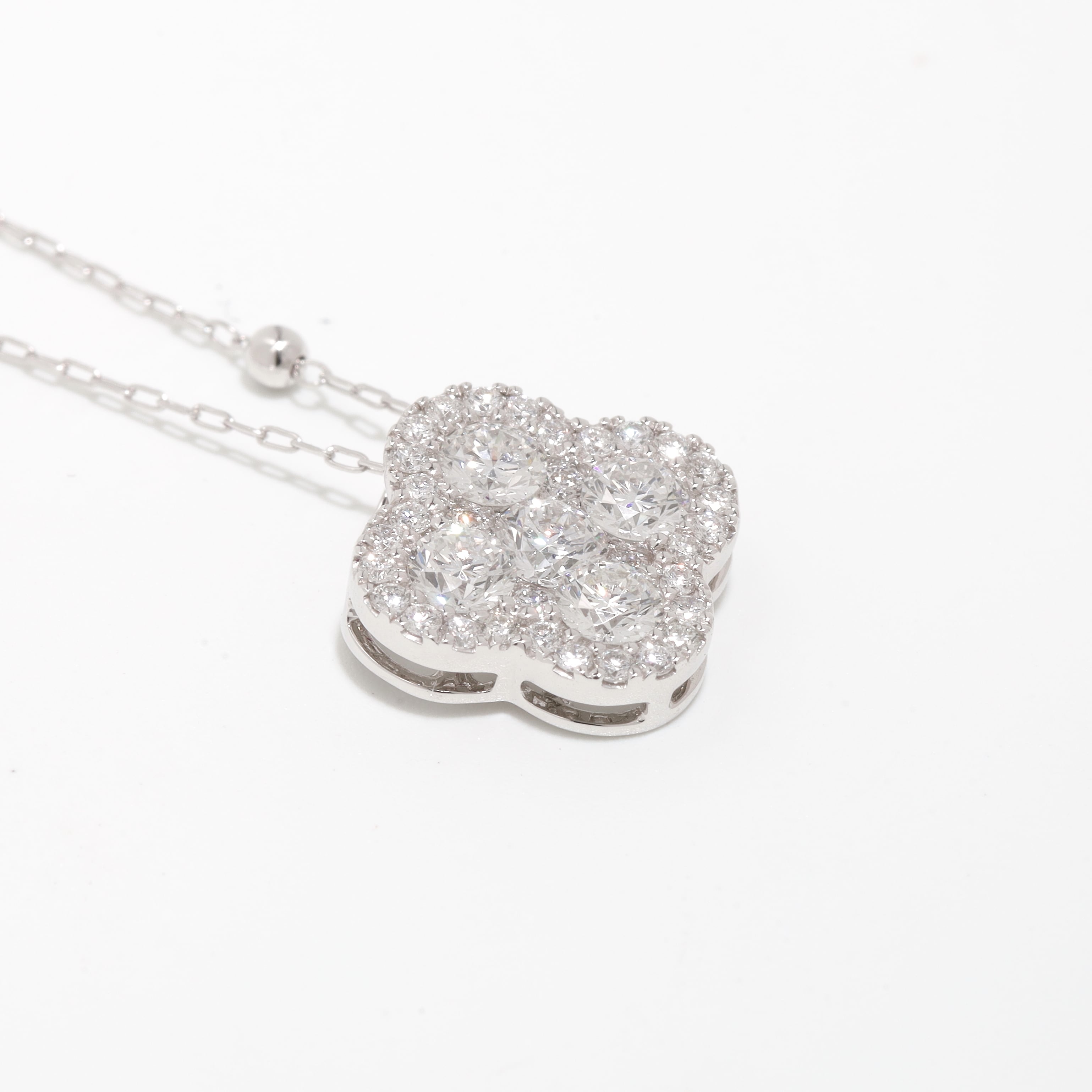 1ct 18K WG 18.5号　ホワイトダイヤモンドミステリーセッティング ミステリーセッティング ダイヤモンド ネックレス K18(WG) / 1.000ct