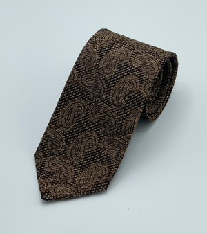 絡み織　ペイズリー柄ネクタイ　金茶