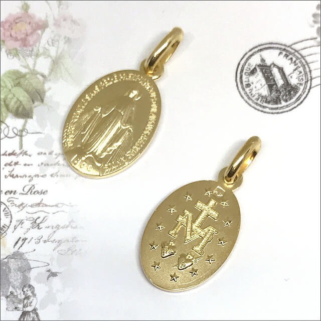 18金コーティング 20mm 不思議のメダイ 奇跡のメダイユ フランス製 18k K18 ゴールド マリア ペンダント ゴールド ネックレス