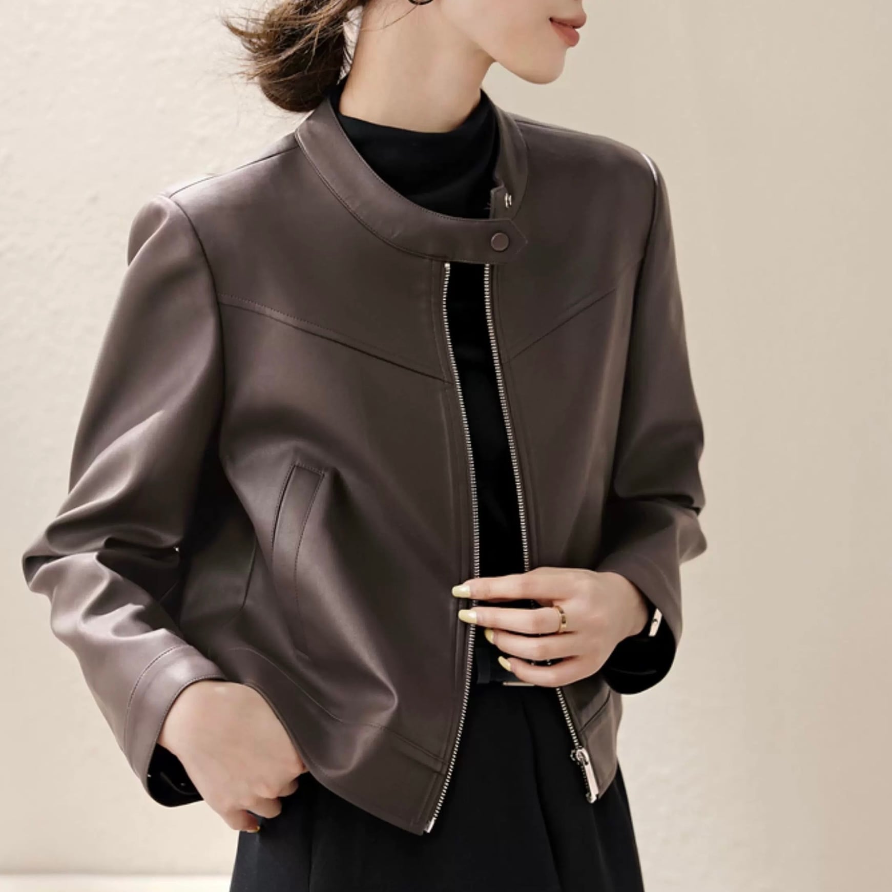 PUレザー スエード調ジャケット 3col YH9568