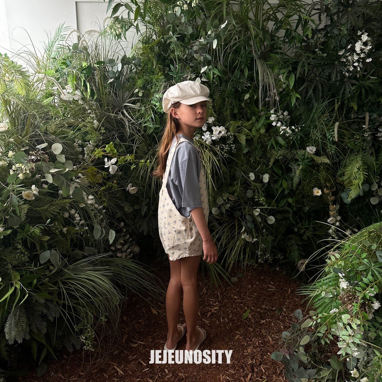 【jejeunosity】コットンベリーショートオーバーオール サロペット ブルーフラワー 90〜120cm 240520 - 3