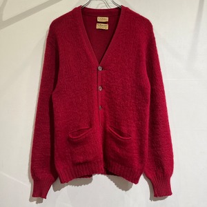 60～70s WOLF BROTHERS Mohair Cardigan Red 60～70年代 モヘアカーディガン 赤 裾ポケ 毛足長め