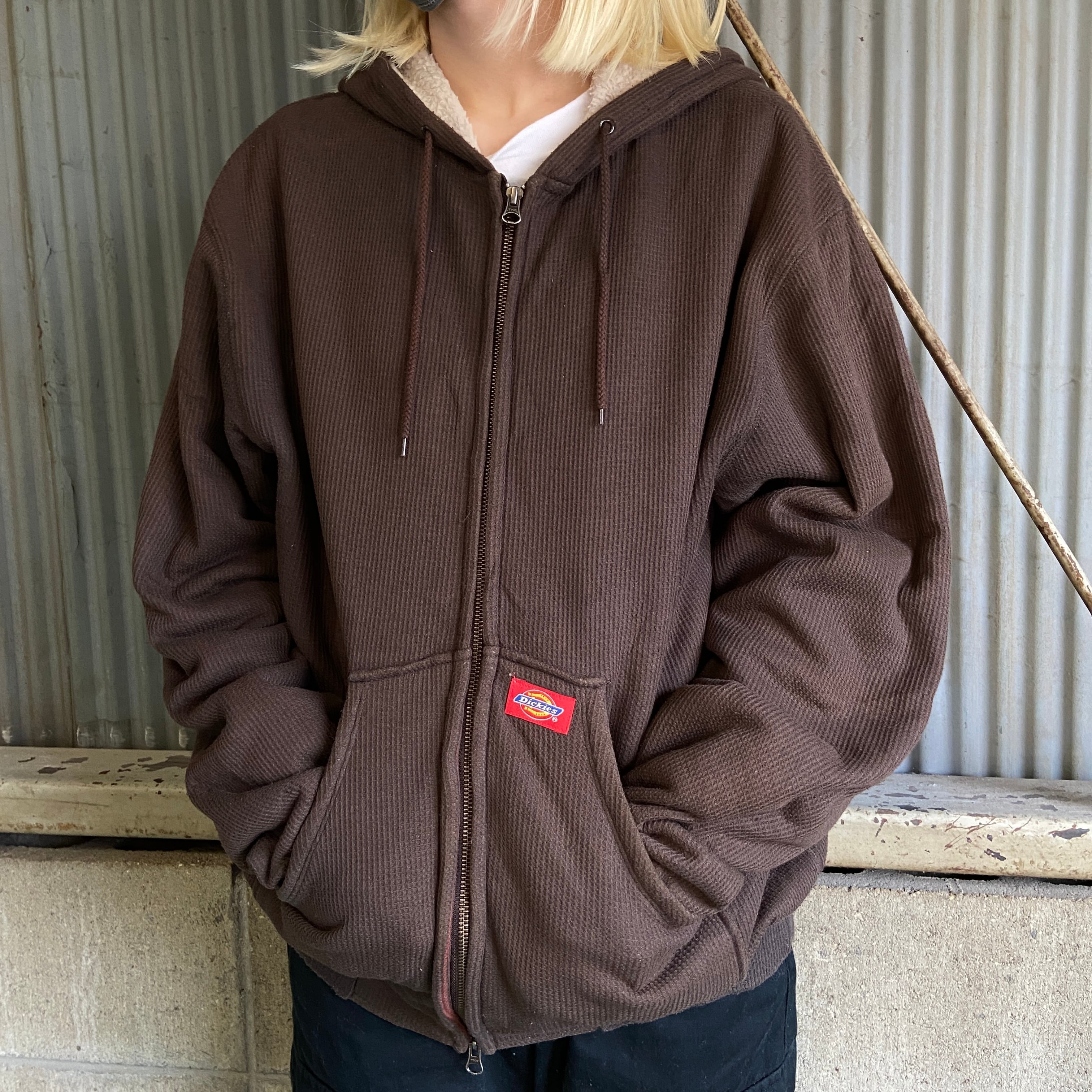 Dickies ディッキーズ 裏ボア サーマル フルジップパーカー メンズL 