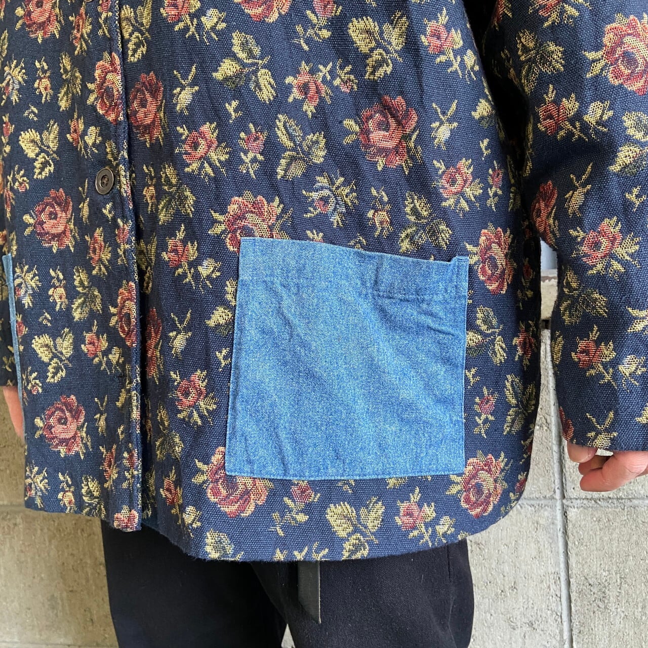 Denim＆Co 刺繍 総柄 花 ゴブラン織り ジャケット メンズXL相当