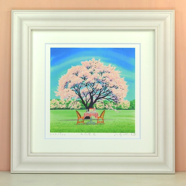 栗乃木ハルミ「お花見2」 cタイプ　　　　　　　　　　　　　　　　　　　絵画・ 額入りアート