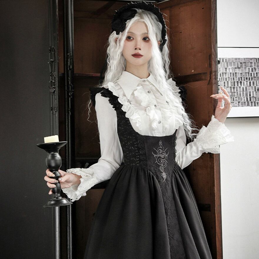 アンドロミオ 別珍ワンピース ゴスロリ ブラックxワイン