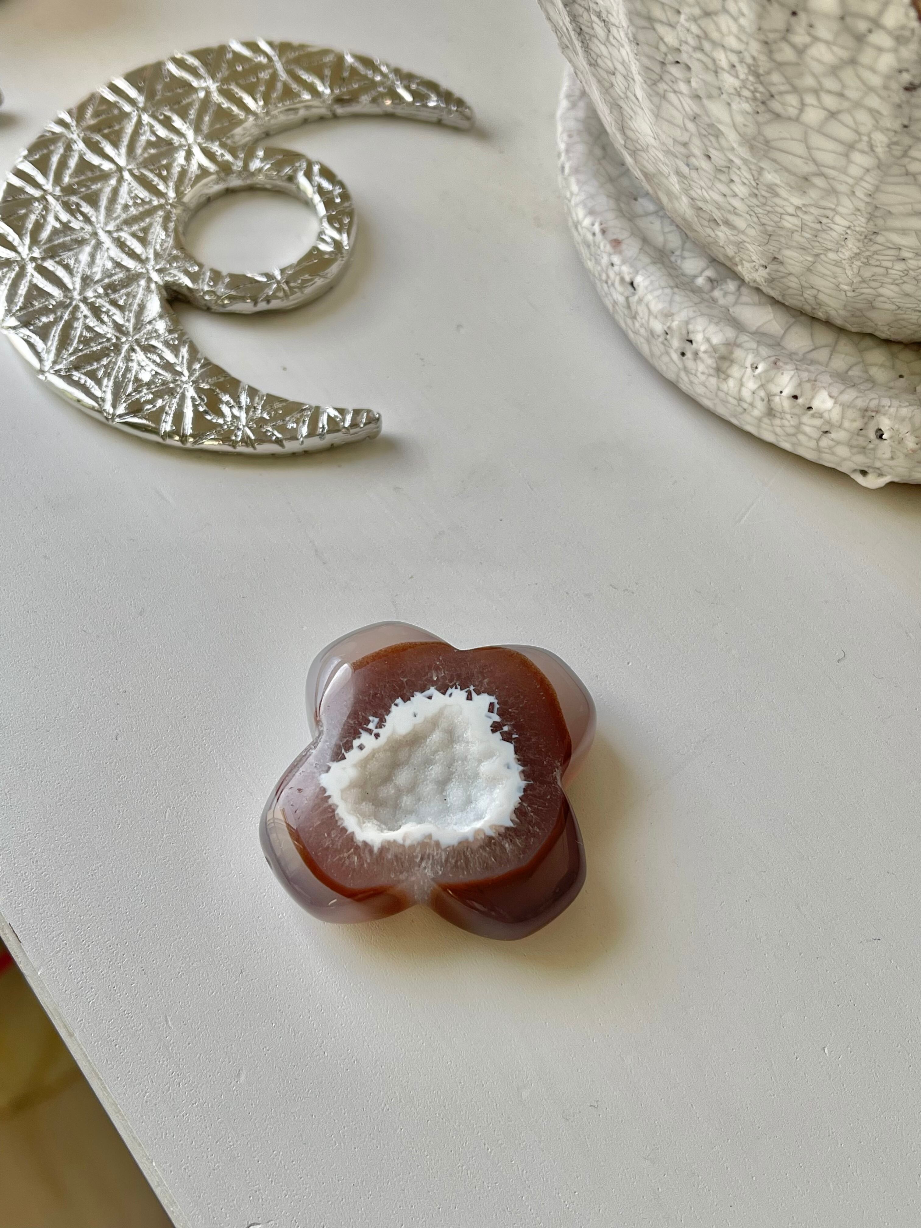 Fire agate druzy flower/フラワーシェイプアゲートドゥルジー