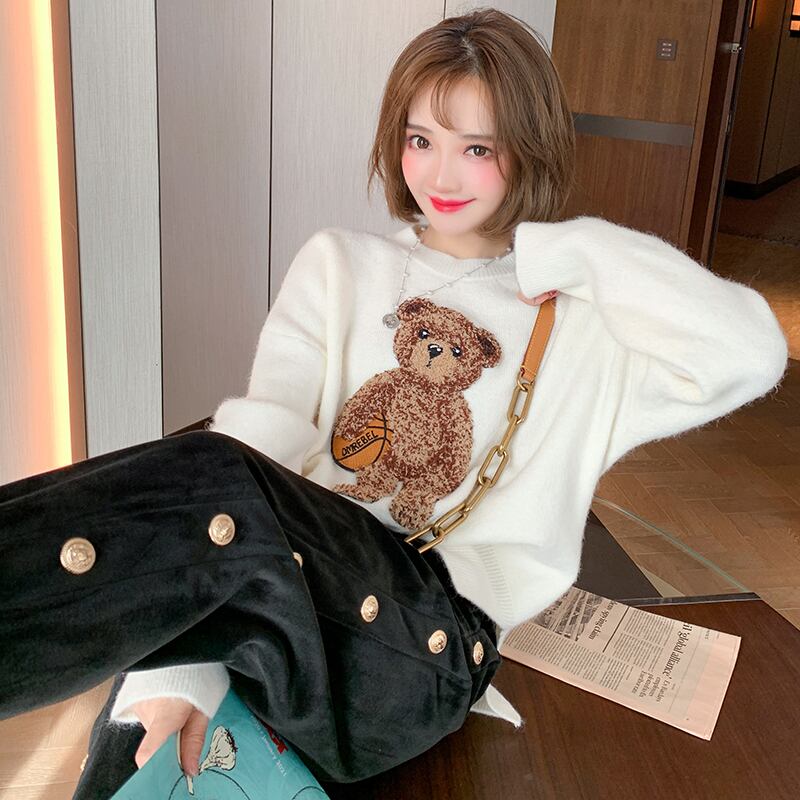 ラウンドネックニットセーター スプリング 春物 Oネック MIUCO22567890299