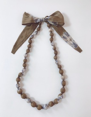 Tie dye  necklace  Brown & Light grey  ブラウン＆ライトグレー