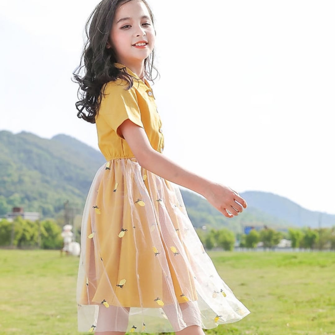 tulle fruit dress / YELLOW │ワンピース キッズ 子供服 女の子 夏