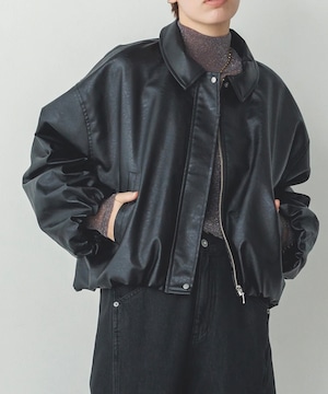 フェイクレザーバルーンブルゾン