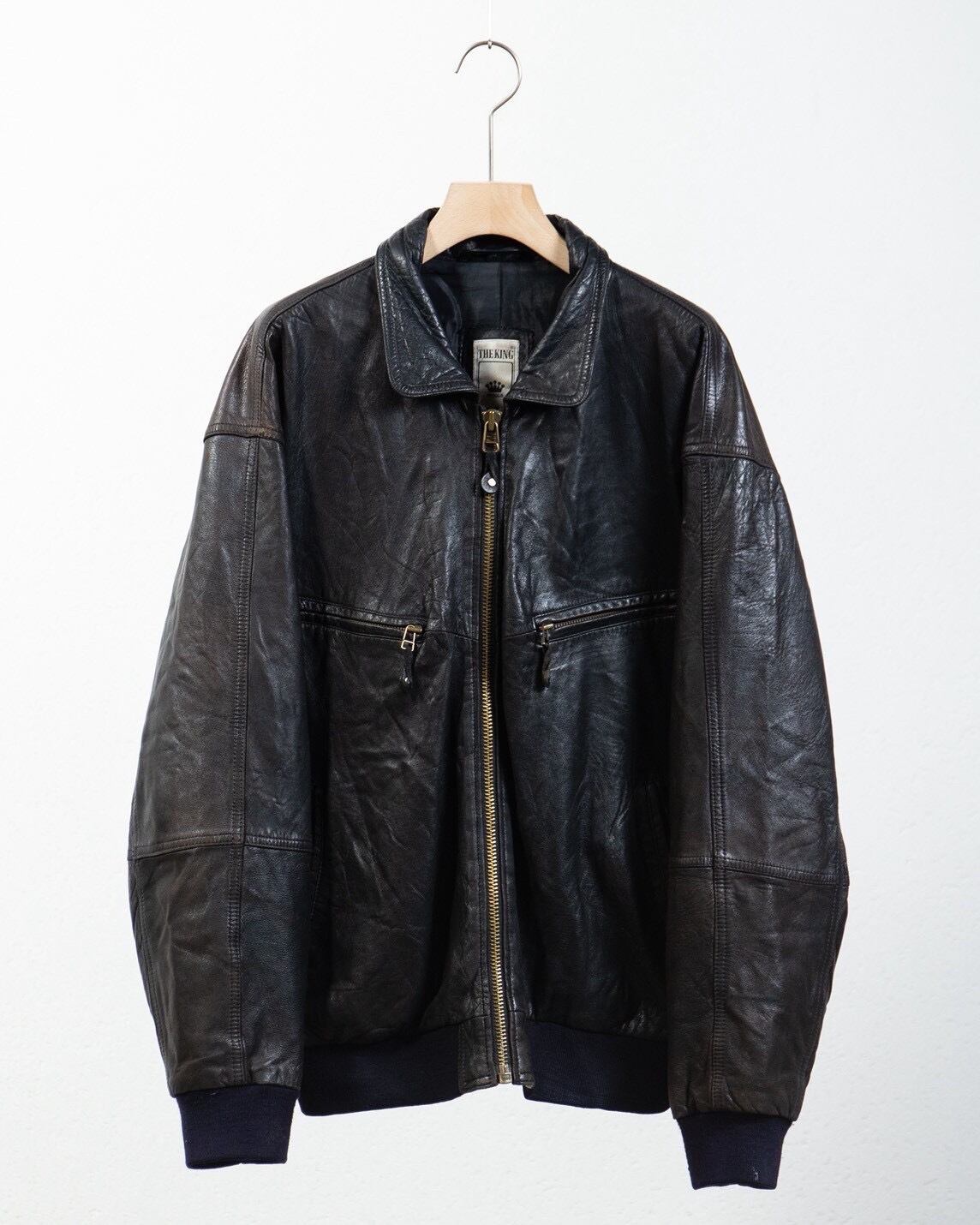 50s 60s ユーロ ヴィンテージ レザー ライダースジャケット ブラック