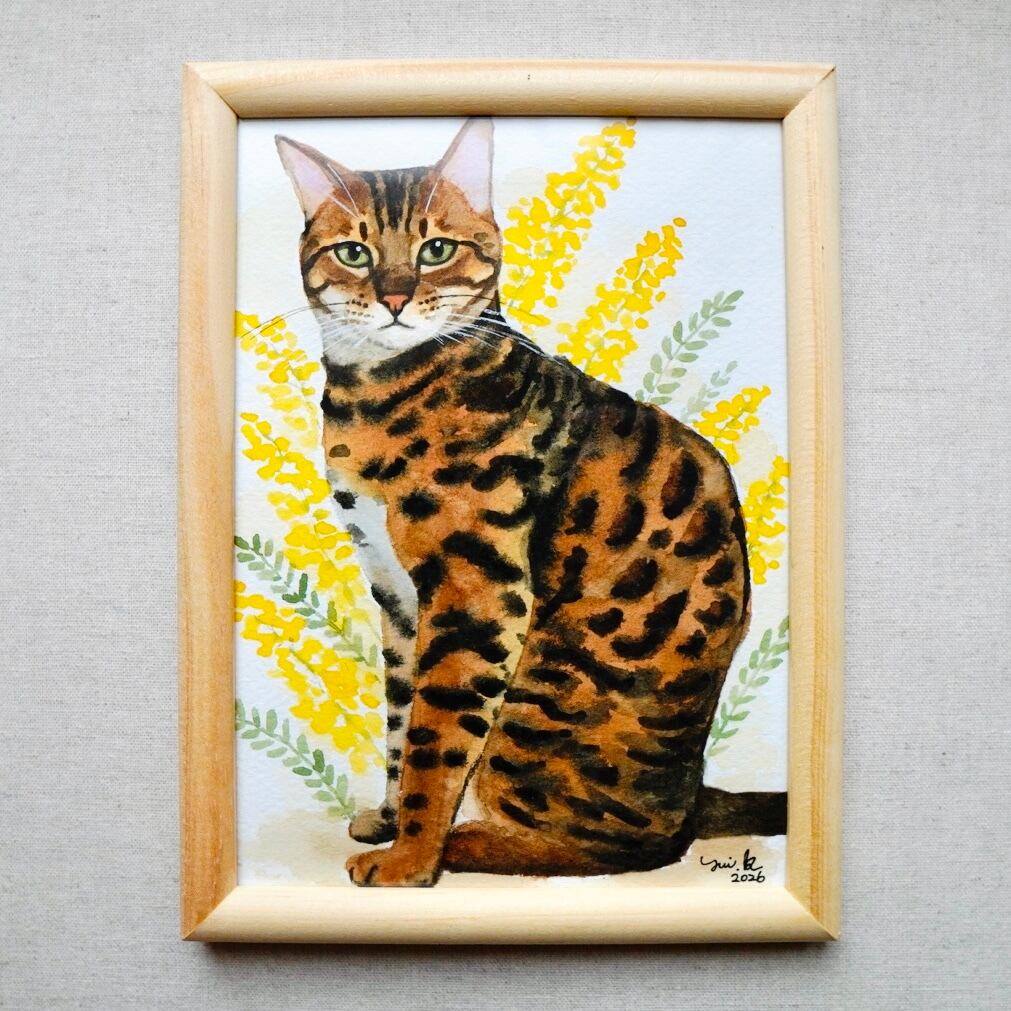 猫の絵 386 水彩画 原画 キジ白 | Forest cat