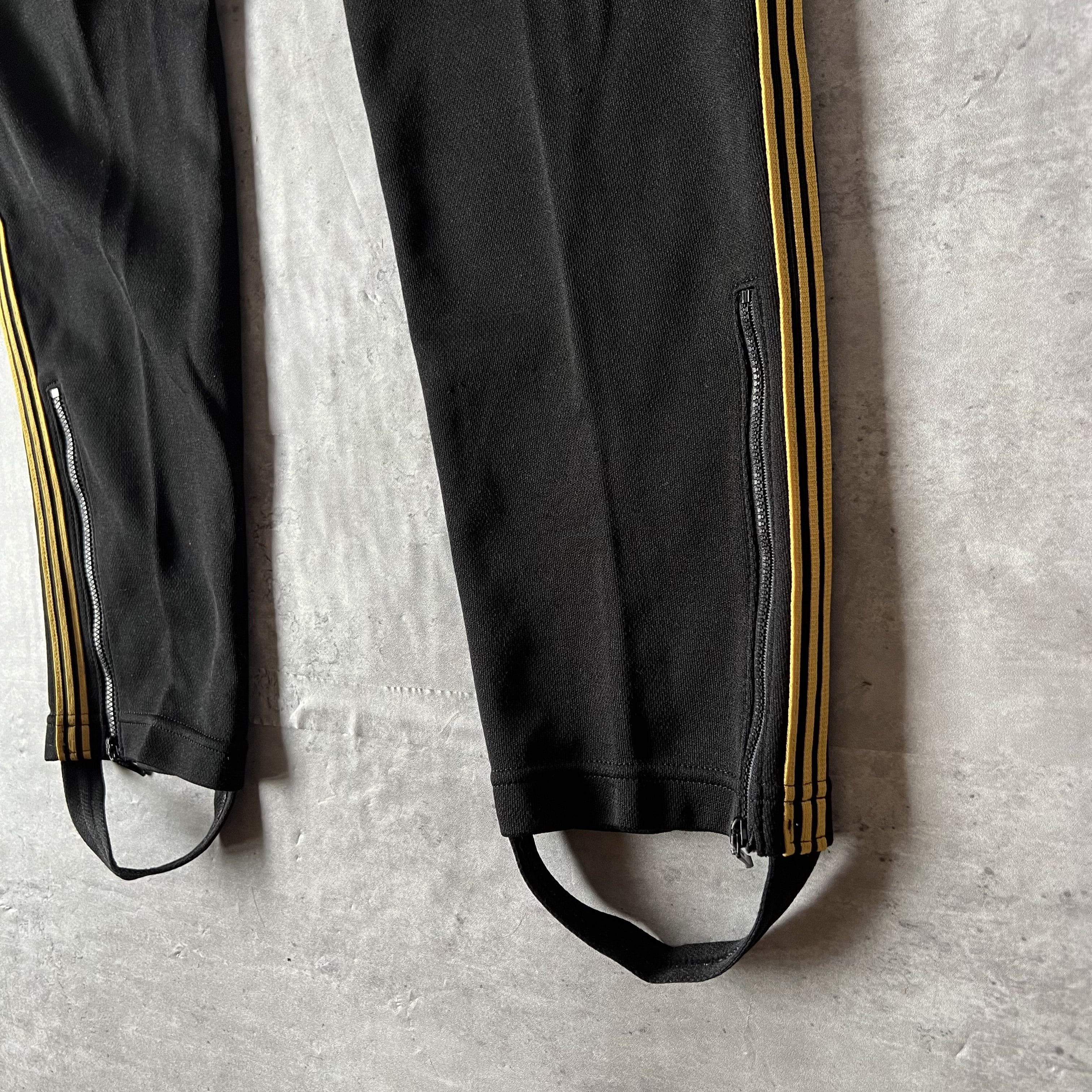 70s “デサント製adidas” three line track pants black × yellow 70