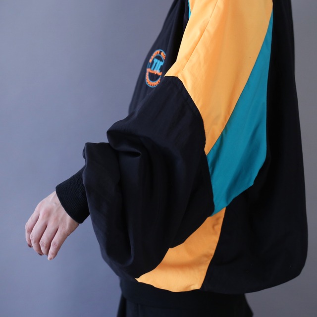 "刺繍" logo multi good coloring over silhouette zip-up nylon blouson