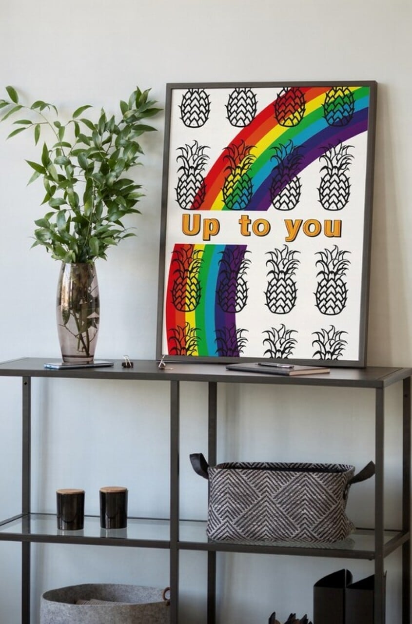 DHD(M)008【フレーム付きインテリアポスターA3　パイナップル】