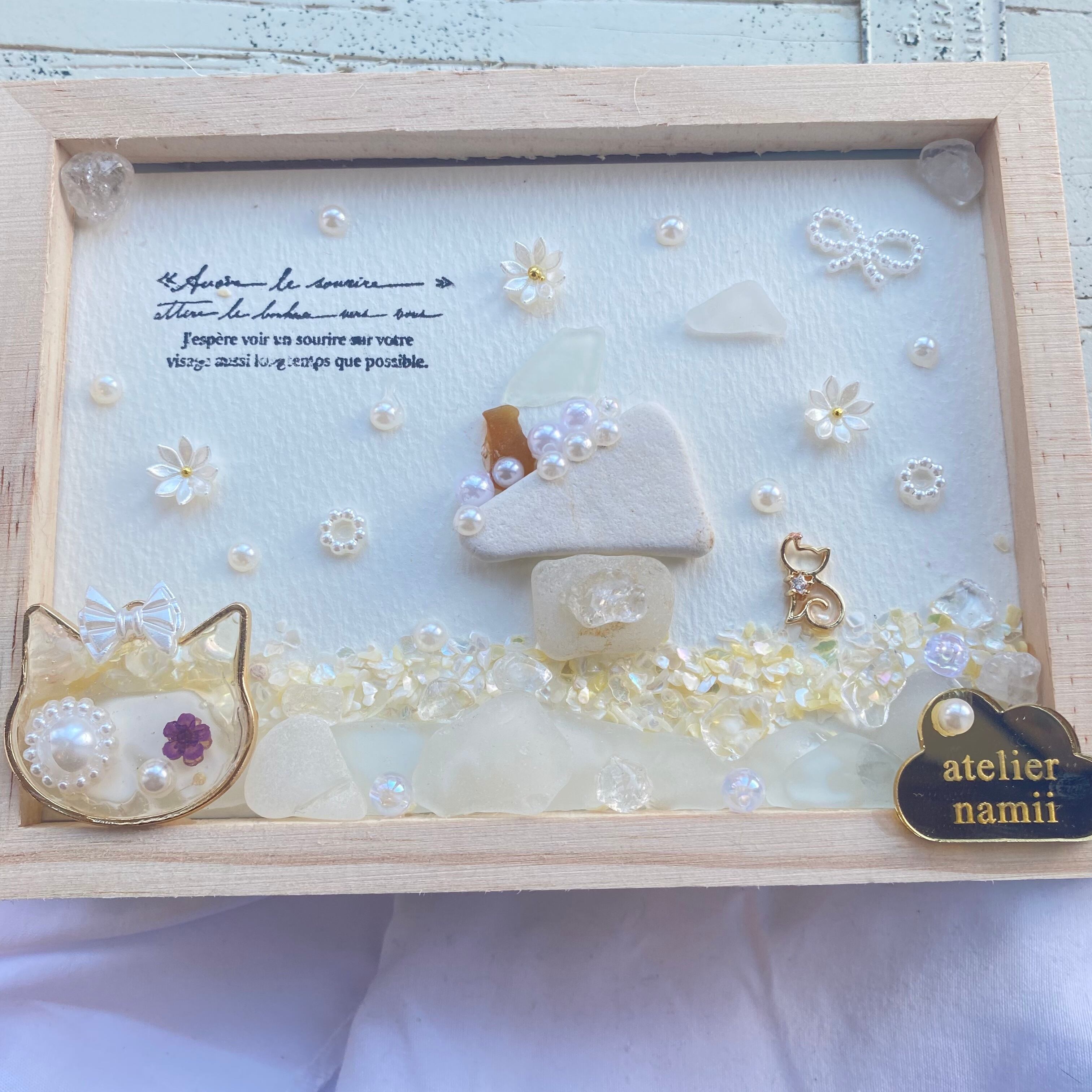 【両面作品】"猫と雪の降る日。"【レジン猫付き】