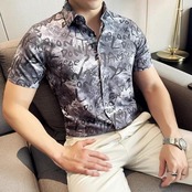 slim print shirt tops 00293