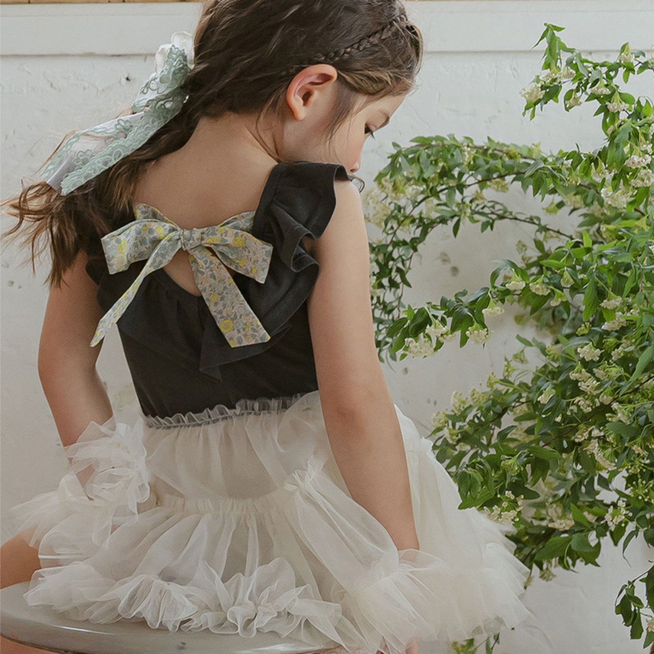 夏パッチワークメッシュワンピース