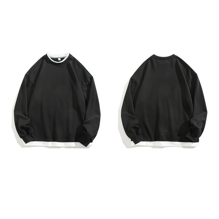 ★FAKE TWO PIECE STITCHED ROUND NECK TRAINER　　　07240