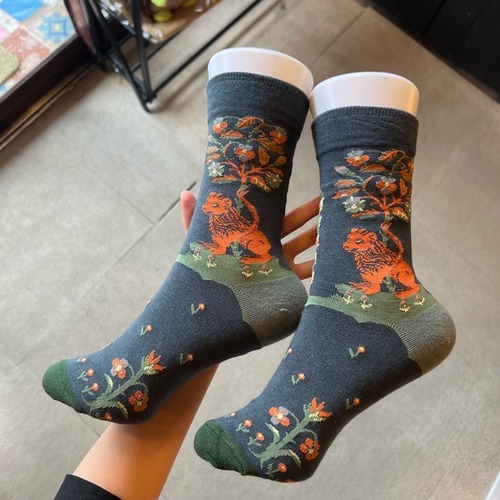 TOPANGA Socks  Lady's Art Socks　The Flower Fairy and the Lion　アートソックス　　花の妖精とライオン　妖精　ライオン　Lion　レディースソックス　靴下