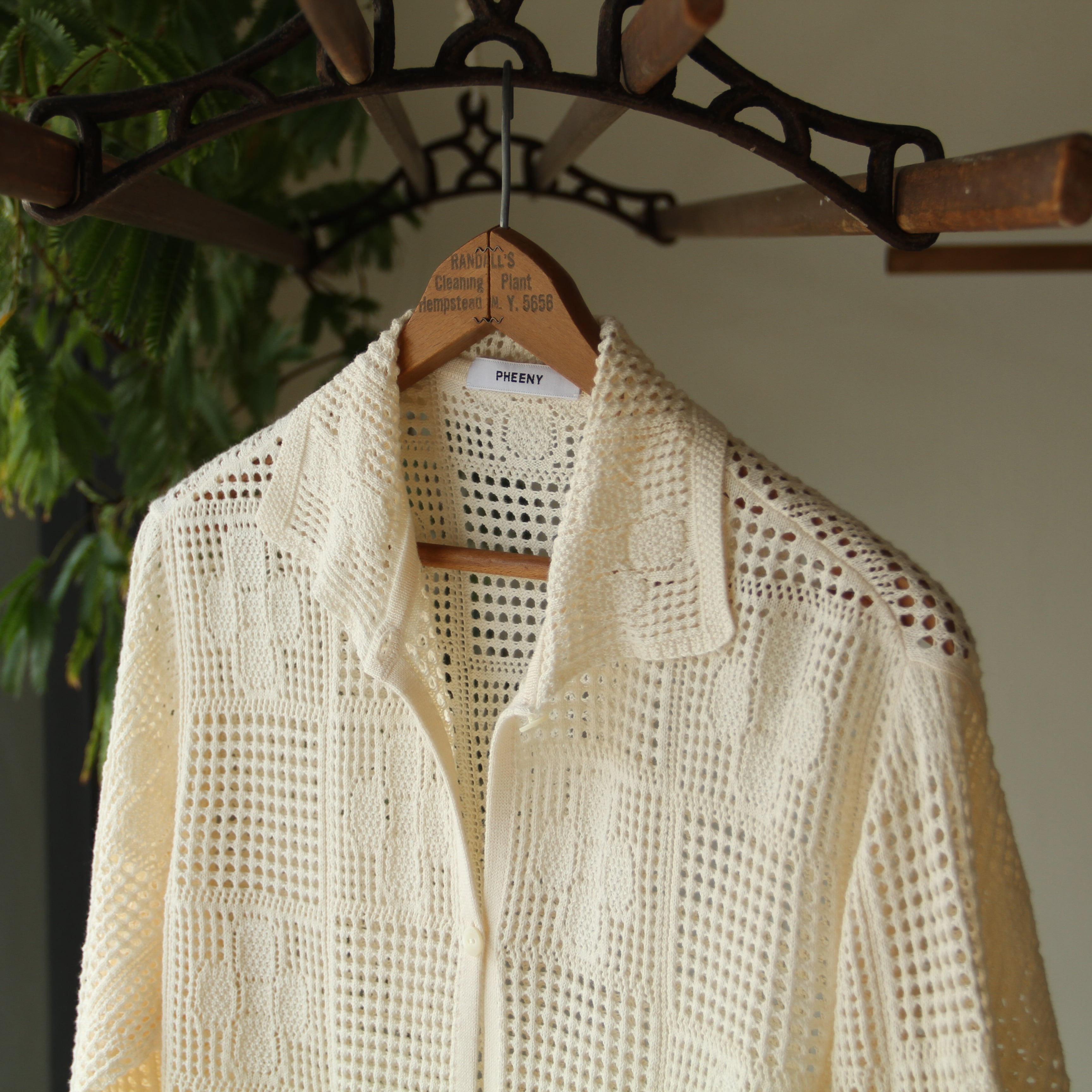 PHEENY Cotton lace stitch cardigan