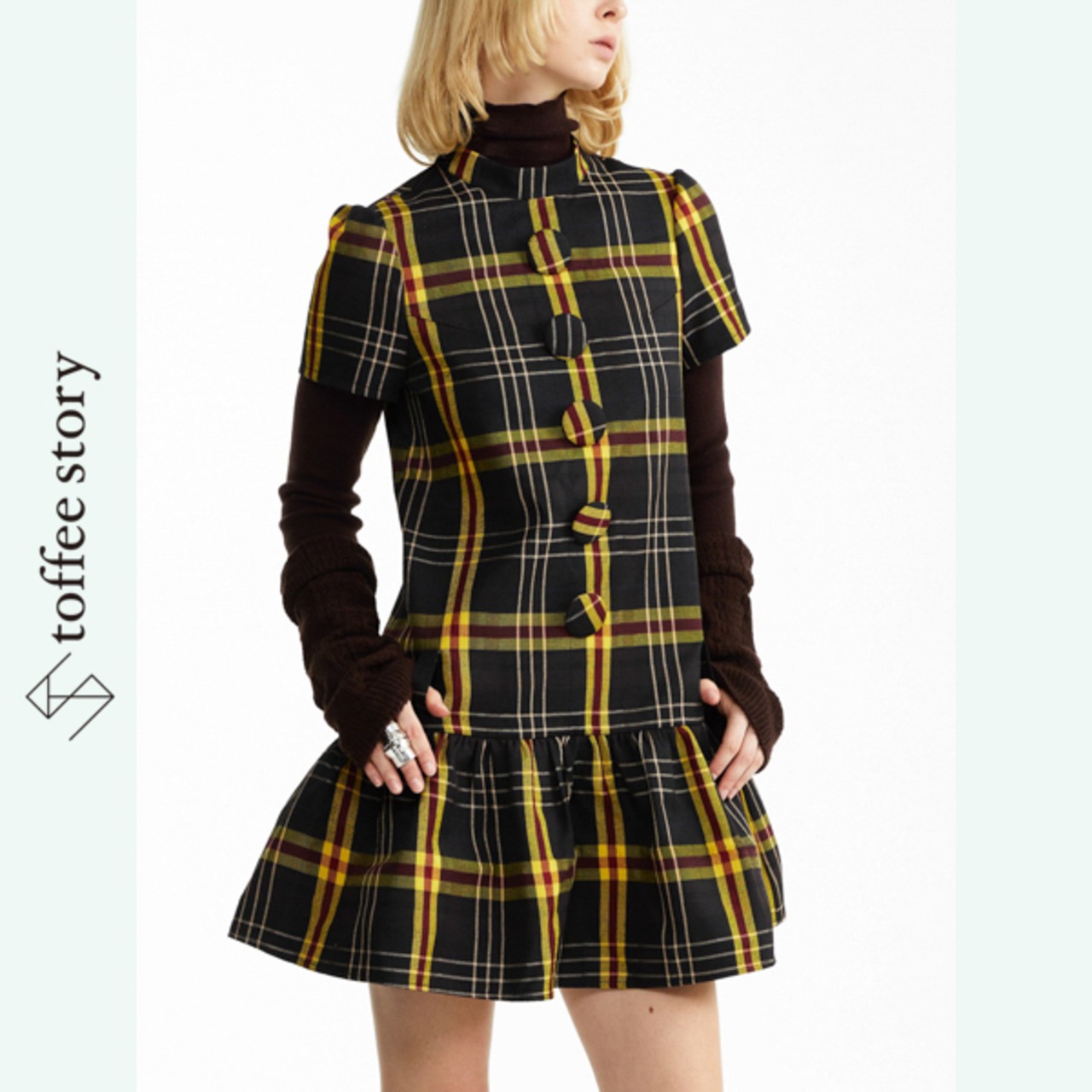 チェックシンフォニー ワンピース  ─ 規則と遊び心が響き合う旋律。 《B0047》