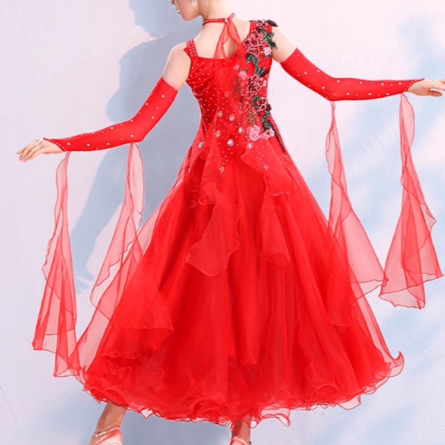 エレガント フローラル エンブロイダリー モダンドレス 4col D00241