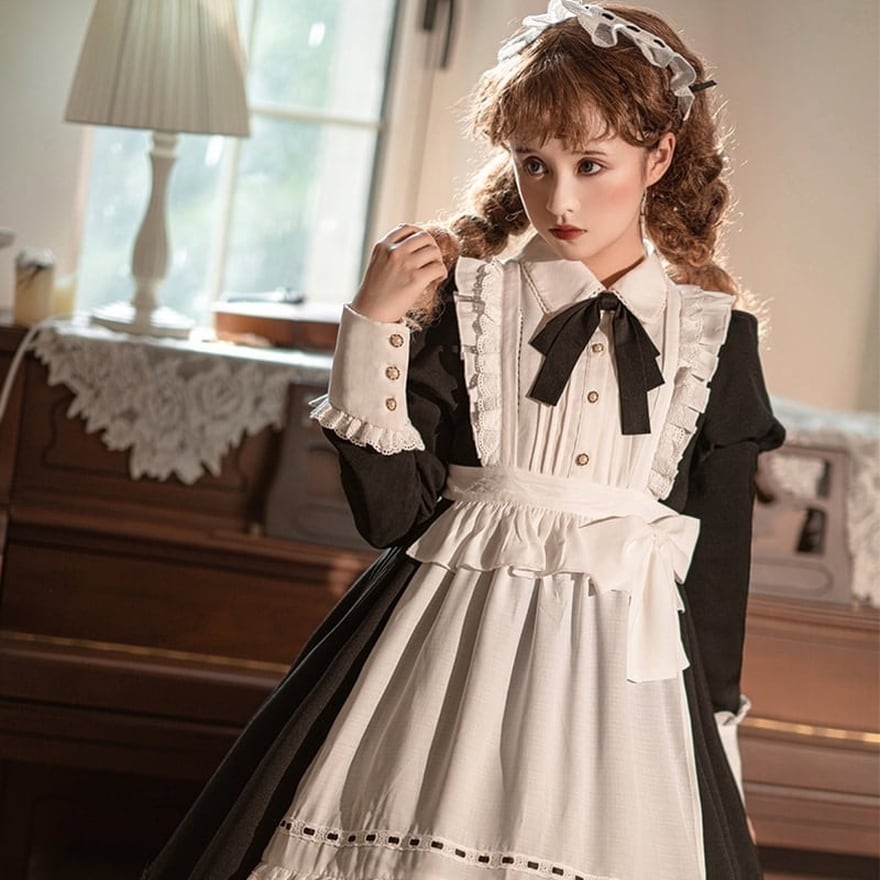 ロリータファッション メイド服 ロング クラシカル ヴィクトリアン風