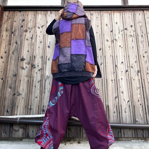 フリース付きパッチワークベスト