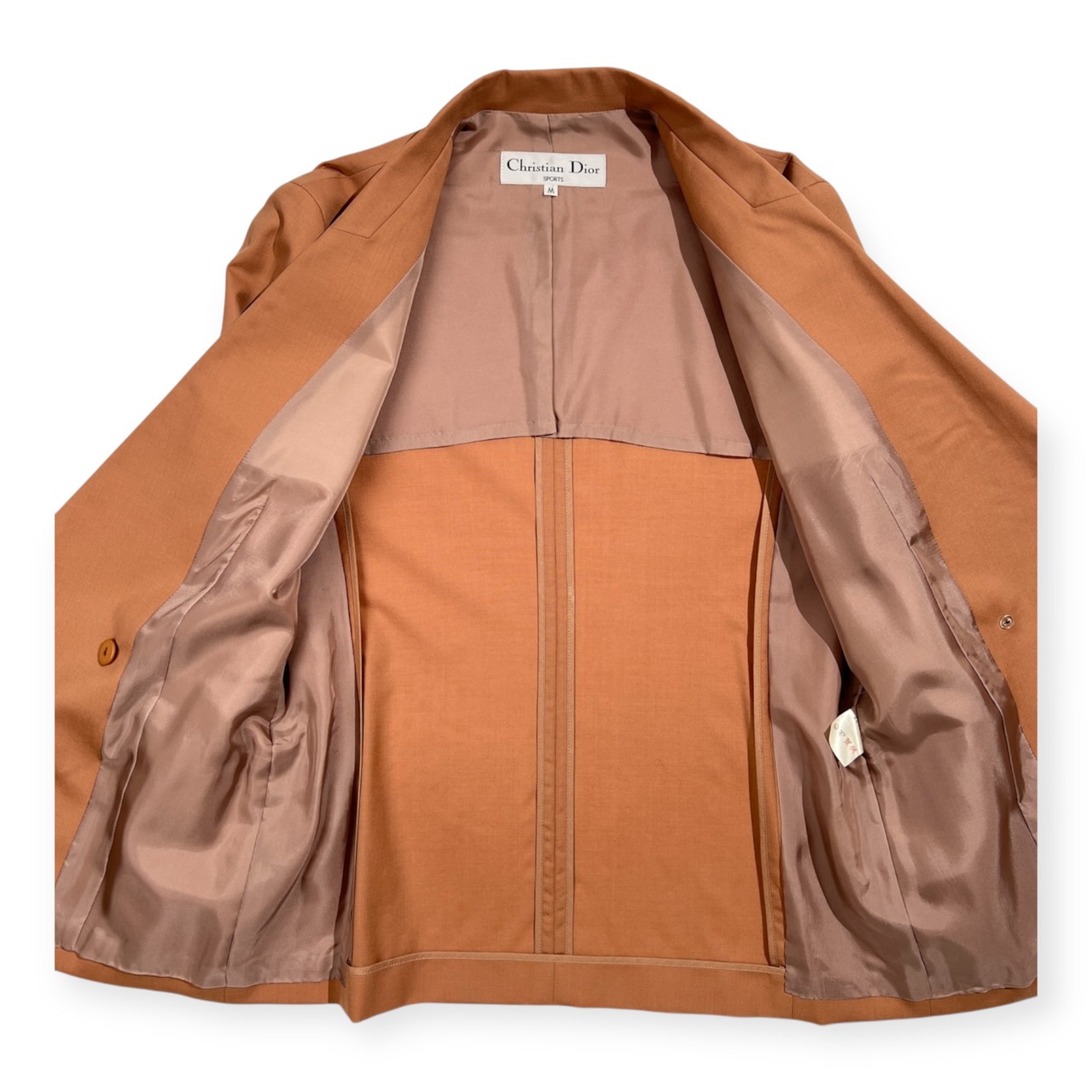 美品 Christian Dior クリスチャンディオール セットアップ スカート ダブル スーツ M /Y-TK03/オールド/ビンテージ/ピンクベージュ系