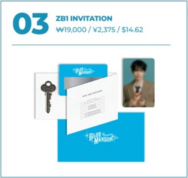 もごつ現地購入！予約販売/ 2025  ZEROBASEONE FAN-CON ［BLUE MANSION］OFFICIAL MD_INVITATION