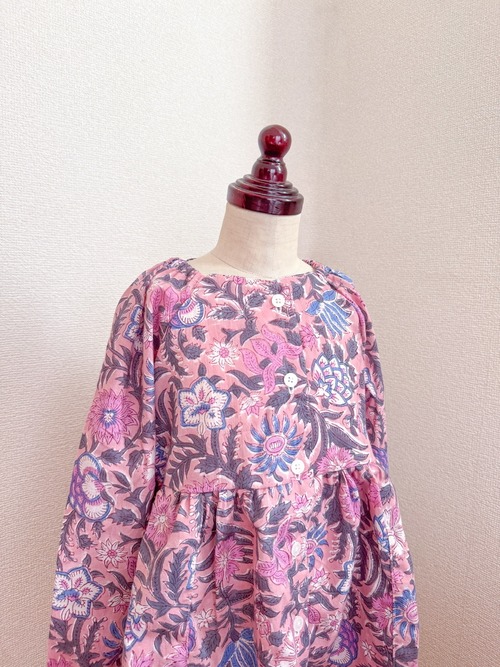 【90cm完成品】インド綿ワンピース(パープル)