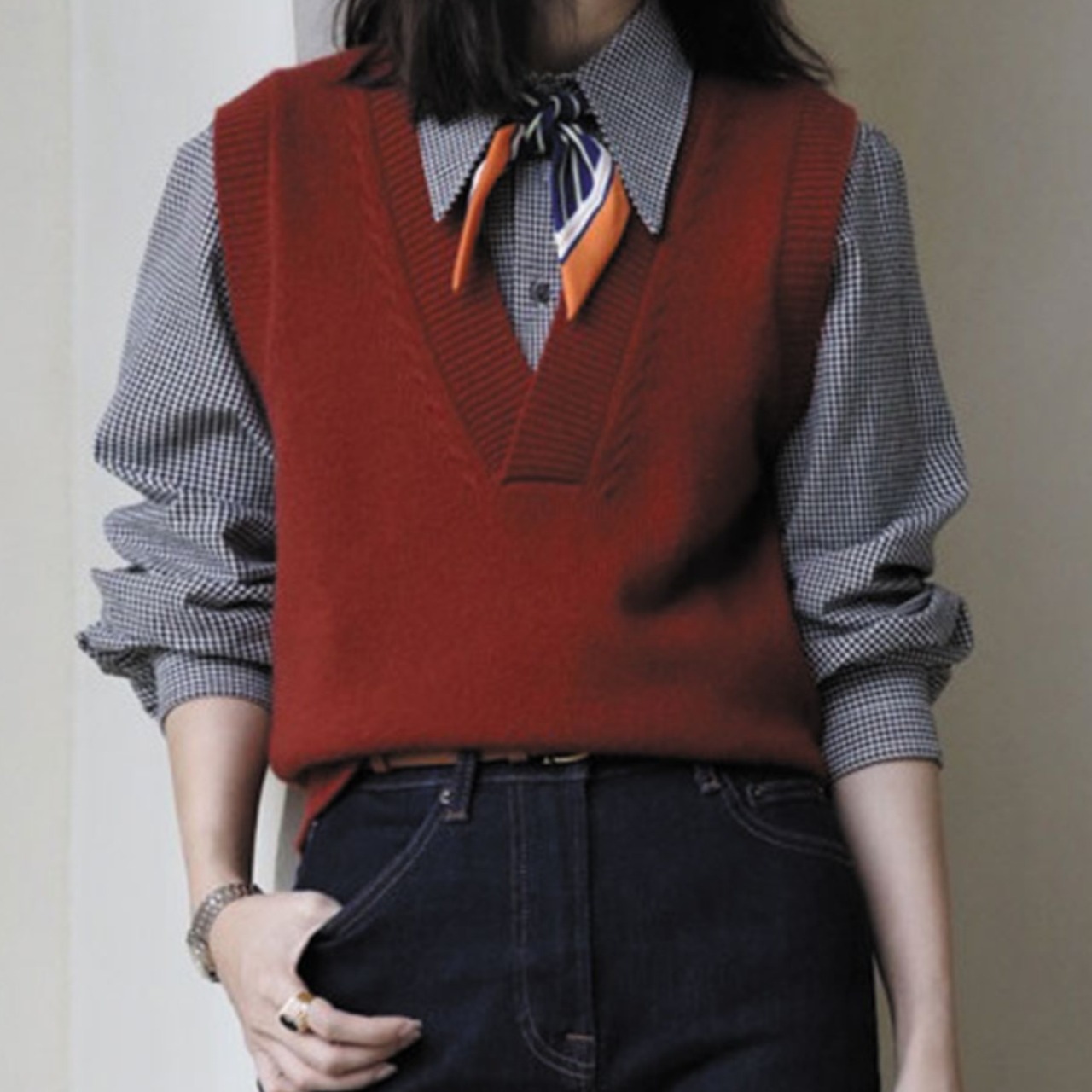 Vネックﾉースリーブニットベスト   F0004 - 7