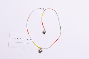 colorful beads heart necklace L