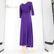 社交ダンス 衣装 スタンダード ドレス ワンピース レッスンウェア パーティドレス ICHIOKU イチオク パープル系 紫 無地 フォーマル 伸縮性 舞台映え おしゃれ 大人用 ドレスアップ カジュアル 長袖 シンプル 美ライン 記念日 パーティー用 ファッション レディース 体型カバー 着心地抜群 ロングドレス エレガント デザイン 競技用 ダンスウェア