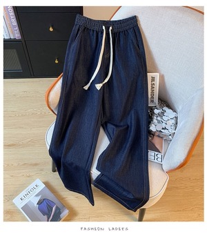 レディース パンツ ボトムス ストレートパンツ デニムパンツ ロング ストレート ポケット ハイウエスト ウエストゴム ドロスト デニム ブルーデニム かわいい 大人可愛い きれいめ シンプル カジュアル こなれ感 ラフ メンズライク 無地 春 夏 秋 冬 オールシーズン ママ 10代 20代 30代 40代 通勤 学生 お出かけ ショッピング コーデ 楽ちん 体型カバー 普段使い 着回し モテ 定番 S M L XL 2XL 大きいサイズ ゆったり ゆる 青色 黒 ブラック ブルー ベーシックカラー