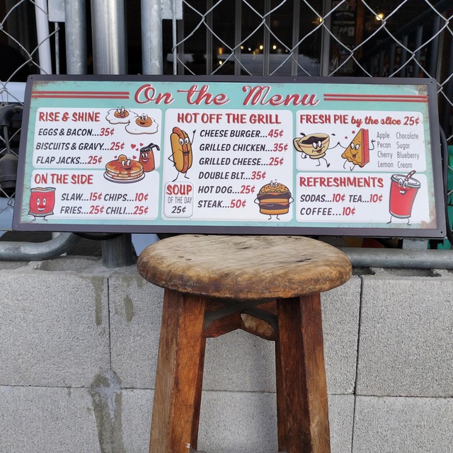 USエンボスサイン◆メニューボード◆アメリカンダイナー　ブリキ看板　