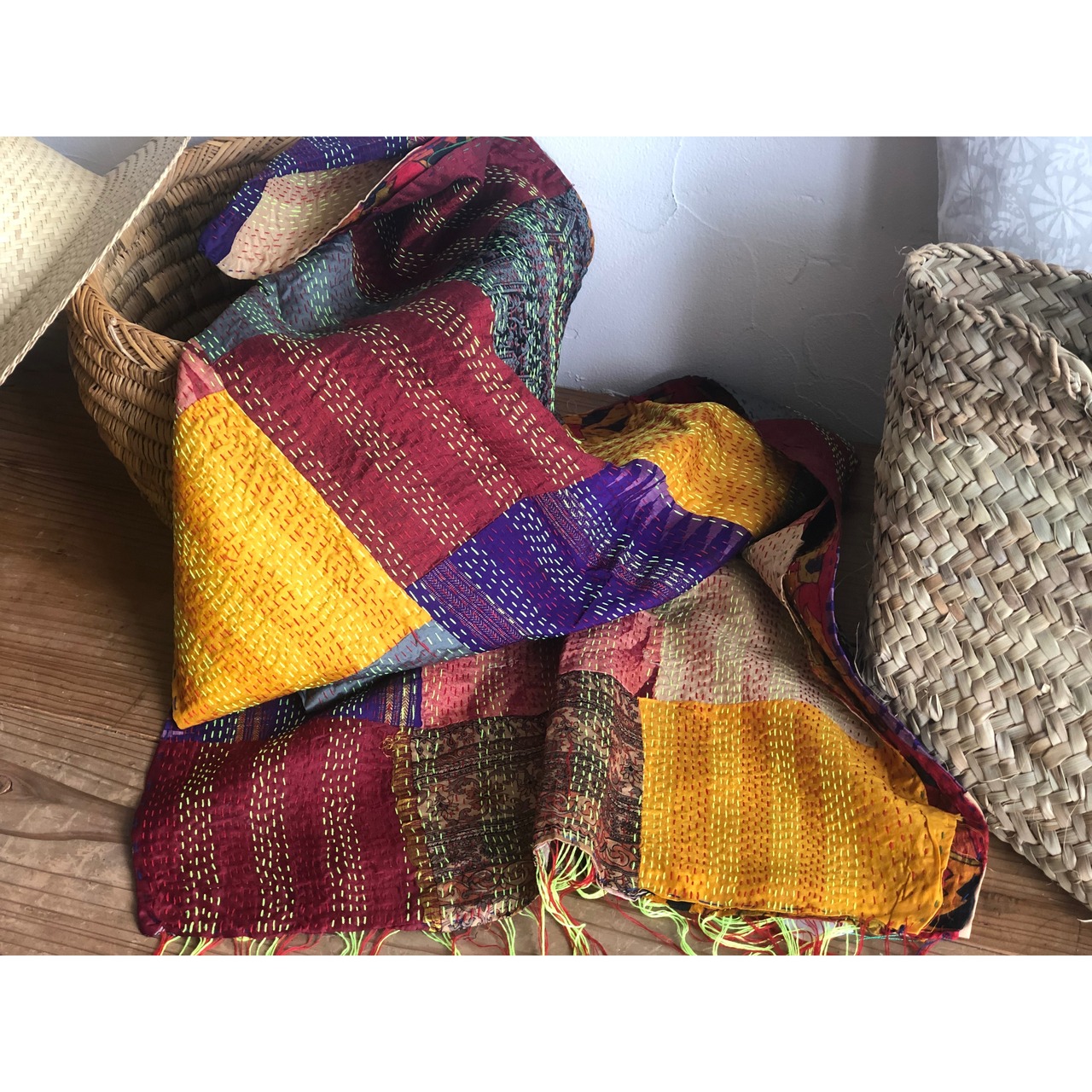 リサイクルサリーのカンタショール パッチワーク小06 インドの手仕事布 Mulaセレクト