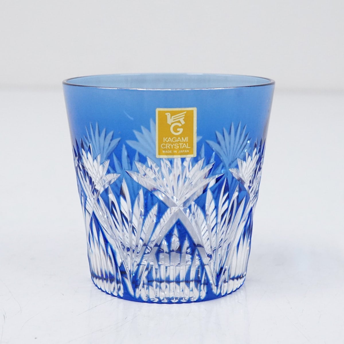 カガミクリスタル USED超美品 江戸切子 冷酒杯 ペアミニロック 120? 笹