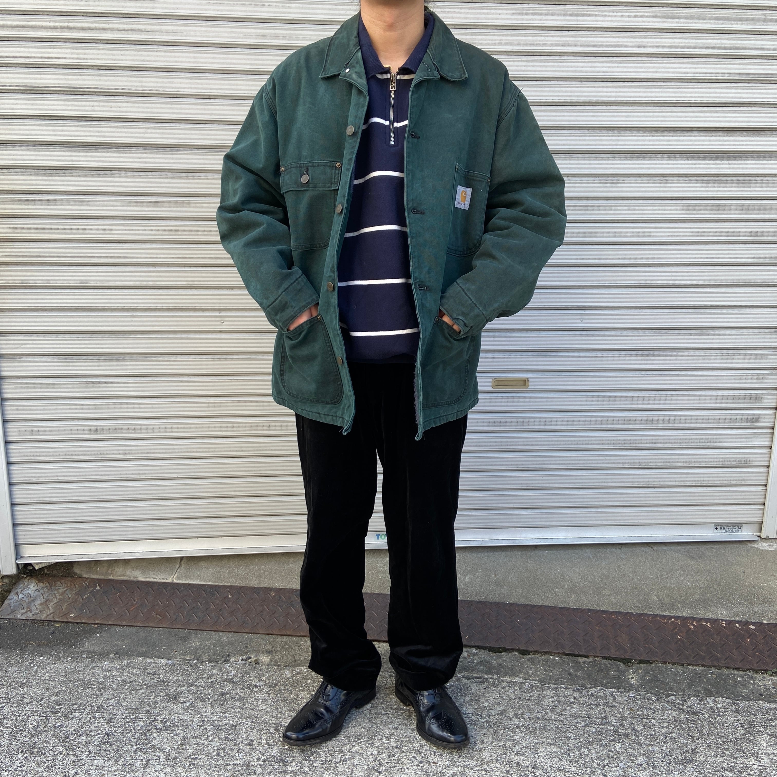 80s USA製 carhartt ミシガンチョアコート カバーオール 緑 L | 古着屋 Uan 