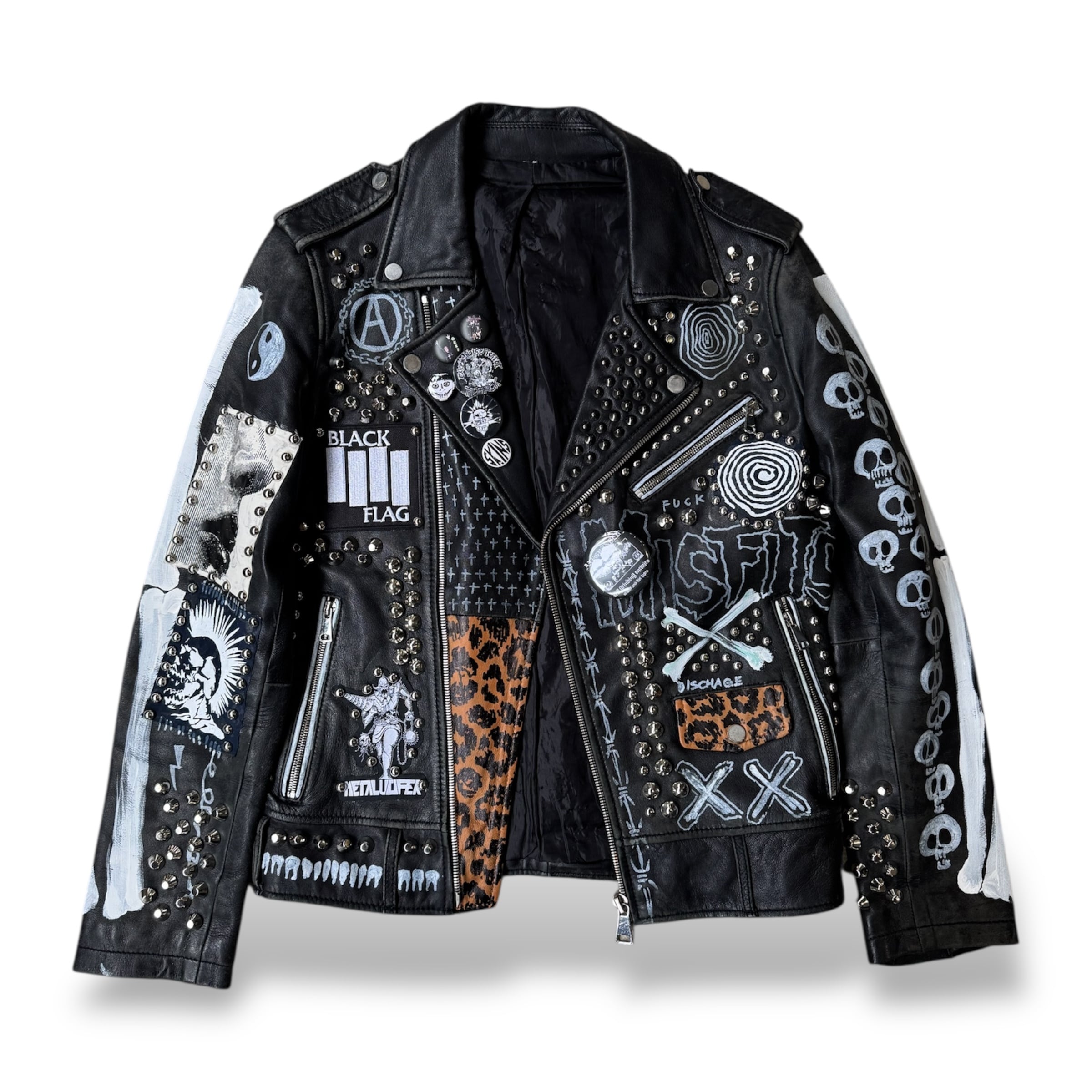 K*s様 PUNK ダブルライダースジャケット 本革 パンク 鋲ジャン アナーキ PAINT STUDDED CUSTOM LEATHER DOUBLE RIDERS JACKET / ペイント