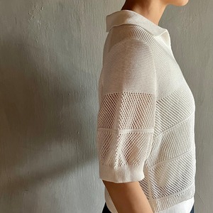 SUTOOH｜Cotton  Linen Polo Shirts Off White , women