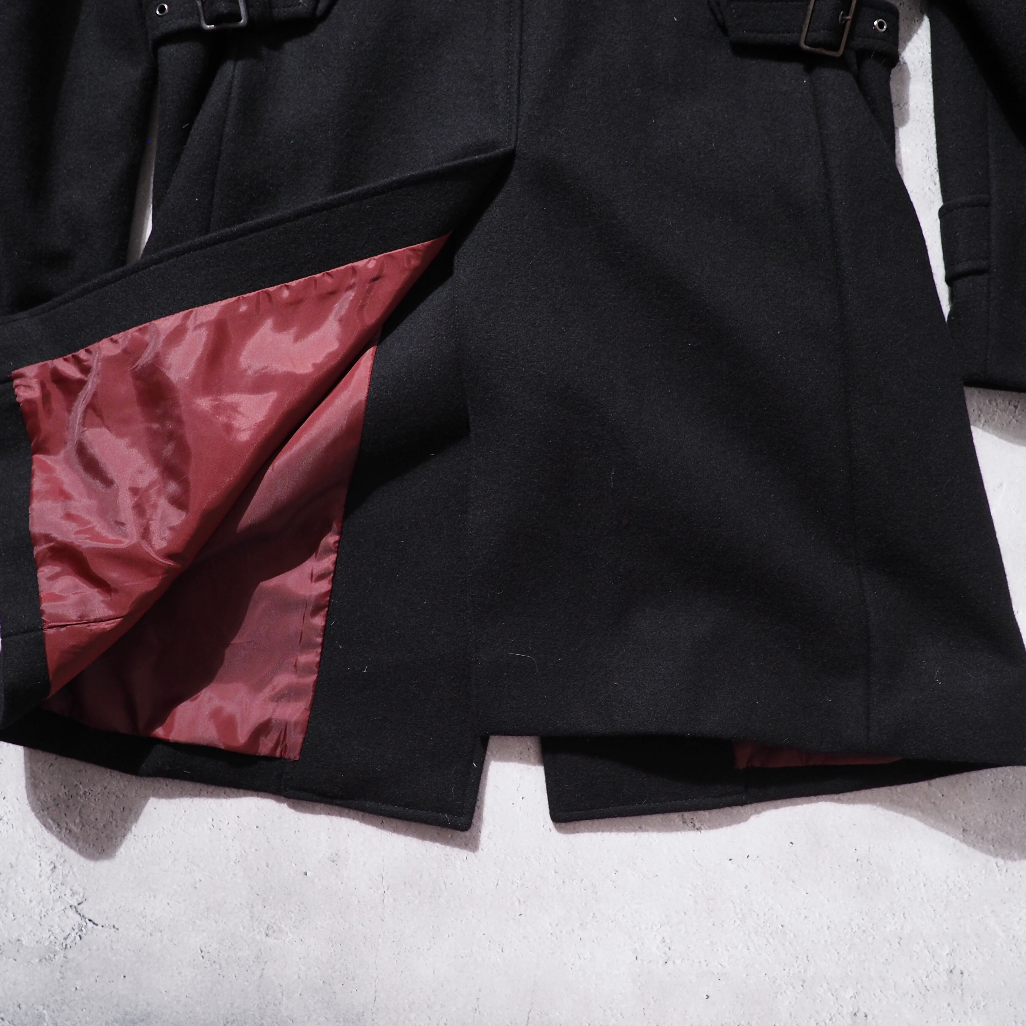 2000s ” PERSON'S ” deformation silhouette design Black wool coat