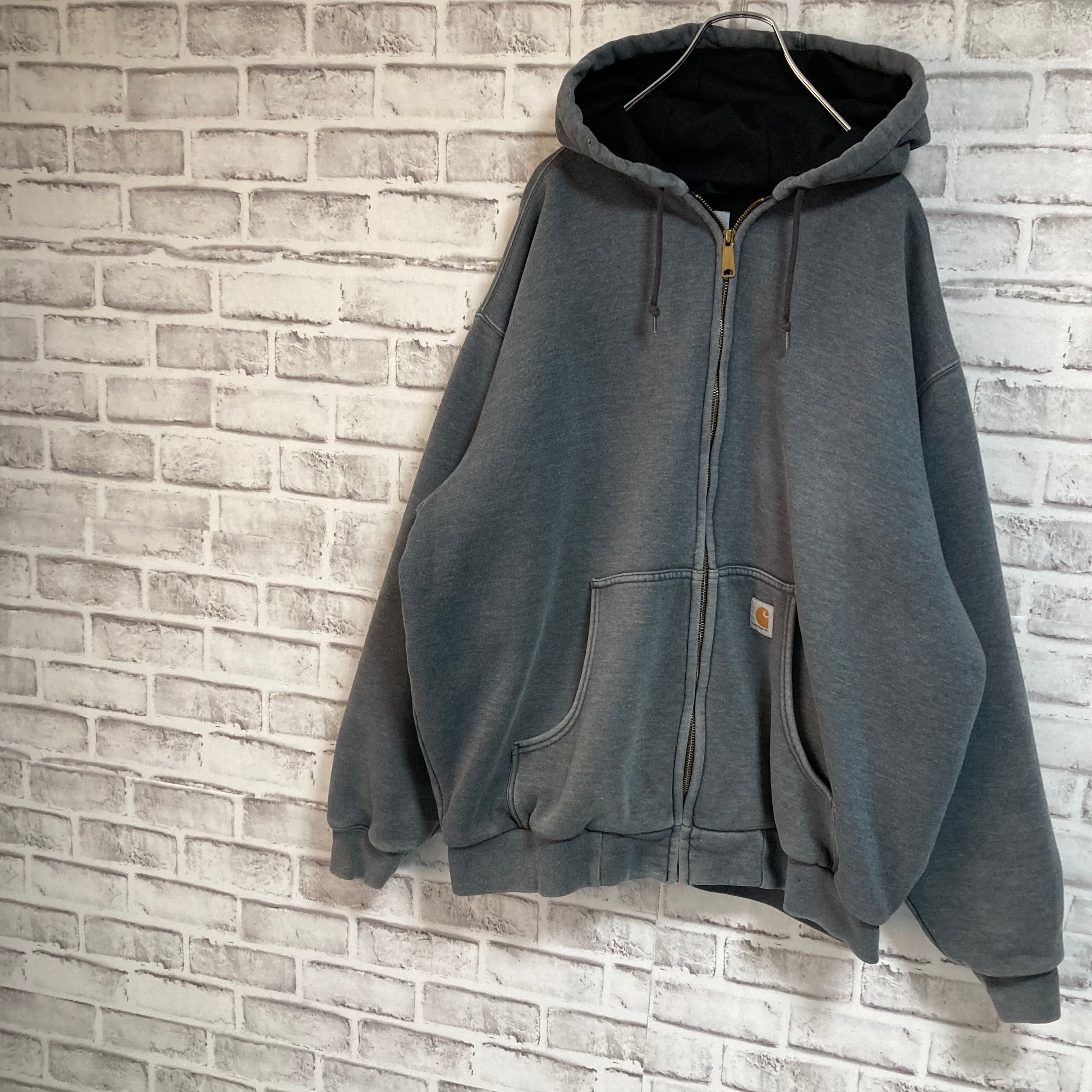 【carhartt】Zip Hoodie XL 2000s Y2K カーハート ジップパーカー フーディ 刺繍タグ メッシュ加工 肉厚 グレー  ビッグシルエット アメリカ USA 古着