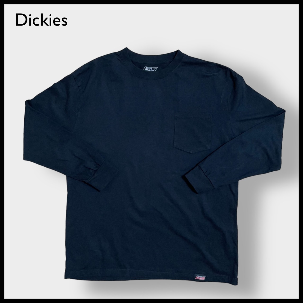 【Dickies】ロンT ポケT ロングTシャツ 長袖Tシャツ ポケットTシャツ L ディッキーズ パッチ 黒 US古着