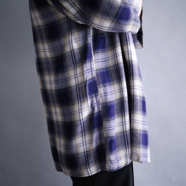good coloring ombre check pattern loose h/s shirt