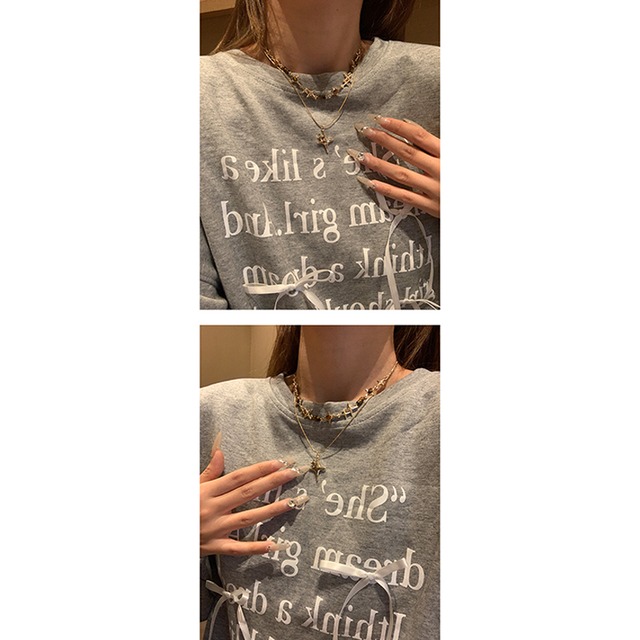 tianレトロの金色四芒星ネックレス